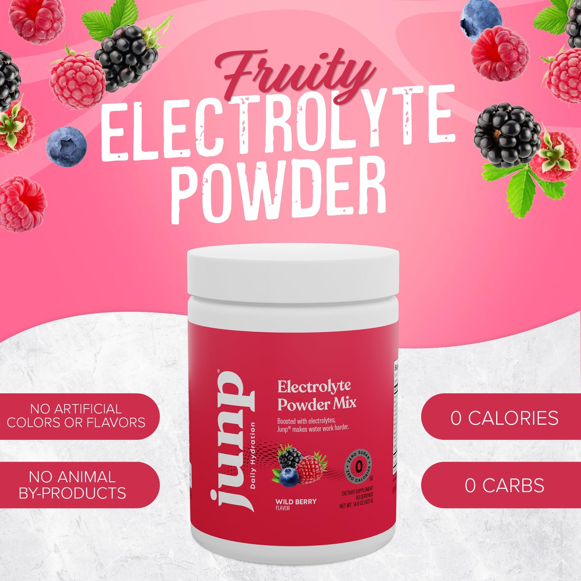 JUNP Electrolytes Powder No Sugar No Carbs, Wild Berry Fruit Flavor Keto Electrolyte Drink Mix - Potassium & Salt Hydration Powder Electrolytes, Zero Calorie Sugar Free Electrolyte Powder, 90 Servings - dailyvitalstore