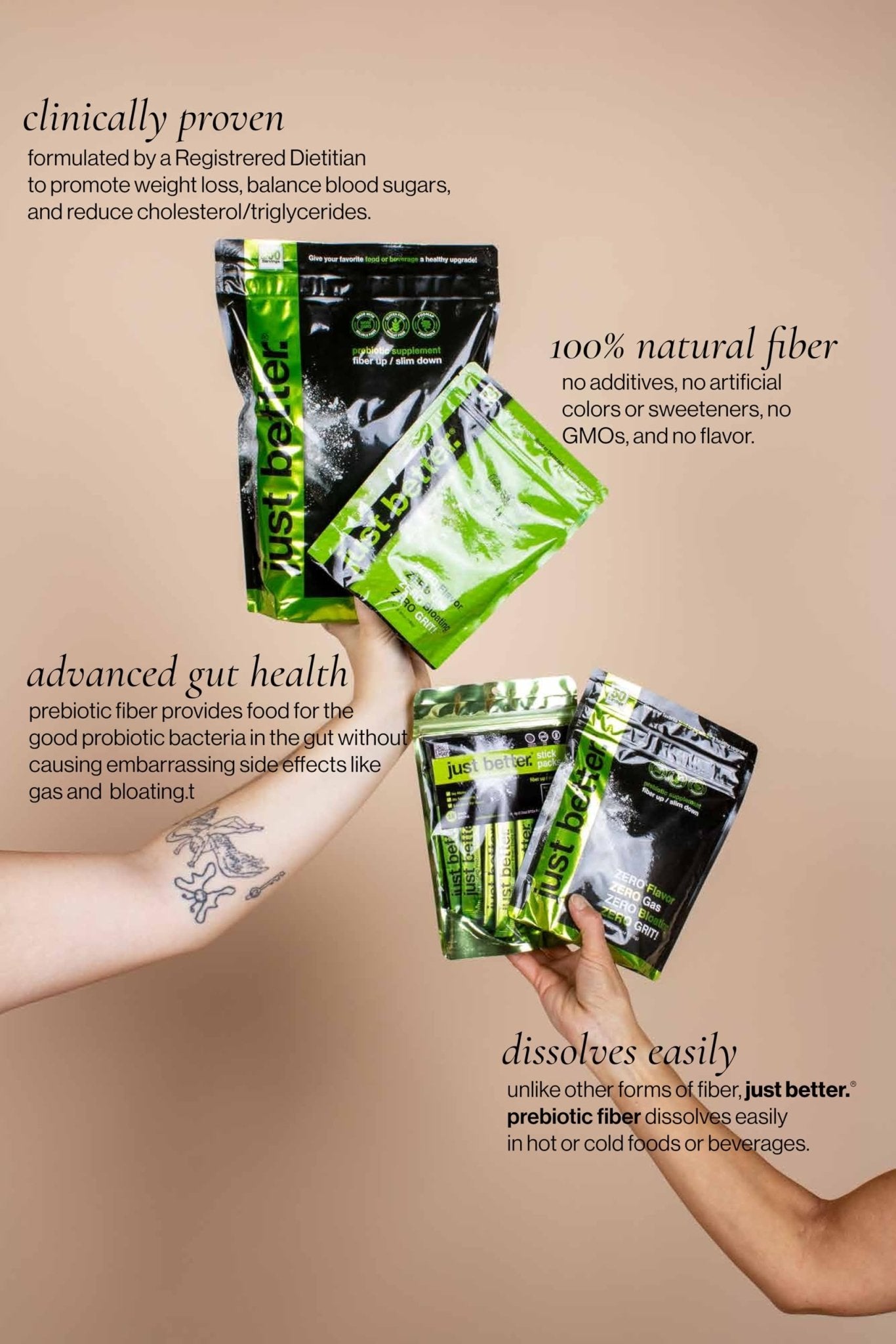 just better. Prebiotic Fiber Supplement for a Healthy Gut | Fiber Powder with Zero Grit Zero Taste and No Bloating or Gas | Feel Full Faster - dailyvitalstore