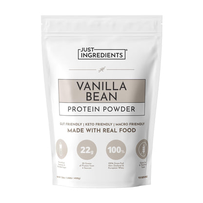 JUST INGREDIENTS Vanilla Protein Powder - Grass-Fed Whey Blend, Organic, Gluten Free, Dairy Free, Soy Free - 15 Servings, 22g Protein - dailyvitalstore