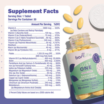 Just One - Once Daily Bariatric Multivitamin with Iron (30) - dailyvitalstore
