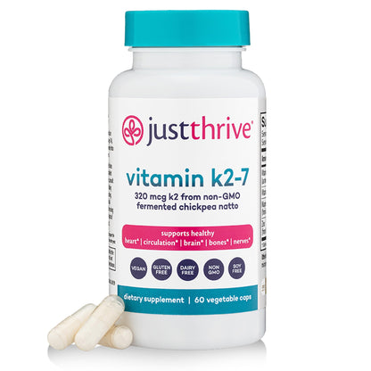 Just Thrive Vitamin K2-7 - Bone, Brain, and Heart Health K2 Vitamin Supplement, 60 Capsules - dailyvitalstore