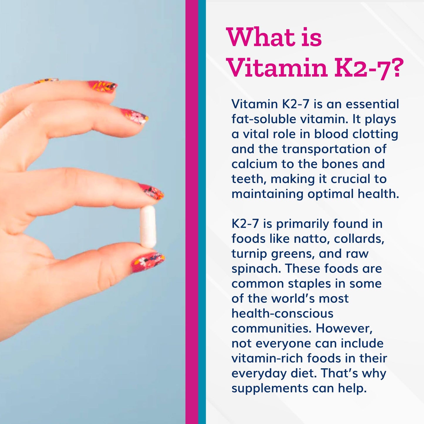 Just Thrive Vitamin K2-7 - Bone, Brain, and Heart Health K2 Vitamin Supplement, 60 Capsules - dailyvitalstore