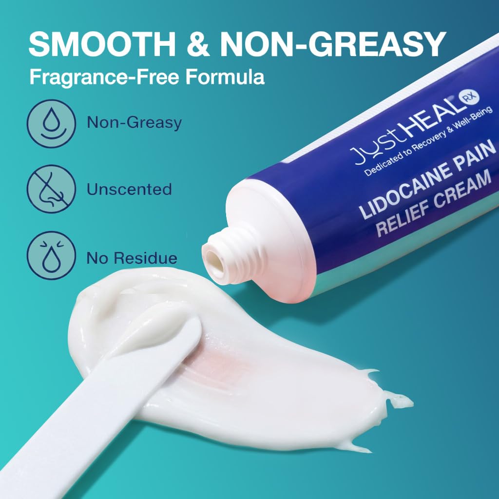 JustHeal RX Lidocaine Cream for Hemorrhoids | 2 OZ Tube – Fast-Acting 4% Lidocaine Numbing Cream & Topical Analgesic Cream for Anorectal Itch Relief | OTC Lidocaine Cream Maximum Strength - dailyvitalstore