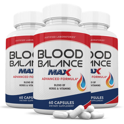 Justified Laboratories (3 Pack) Blood Balance Max 1295MG Supplement Pills 180 Capsules - dailyvitalstore