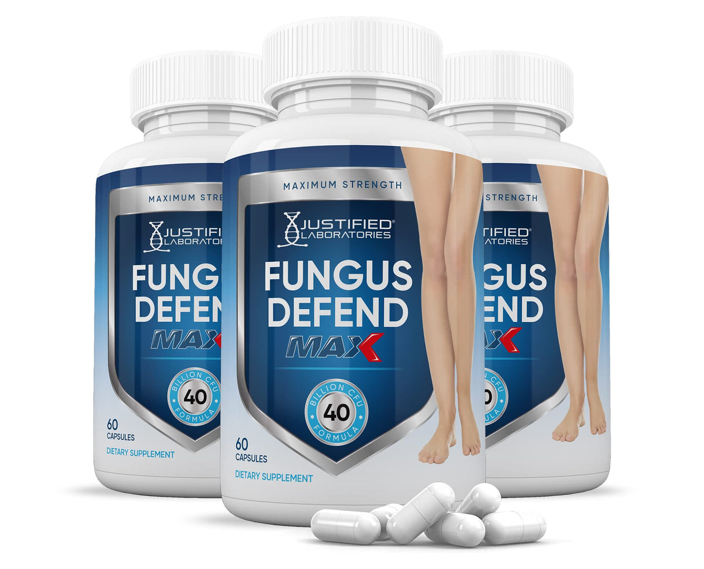 Justified Laboratories (3 Pack) Fungus Defend Max Pills 40 Billion CFU Probiotic 180 Capsules - dailyvitalstore