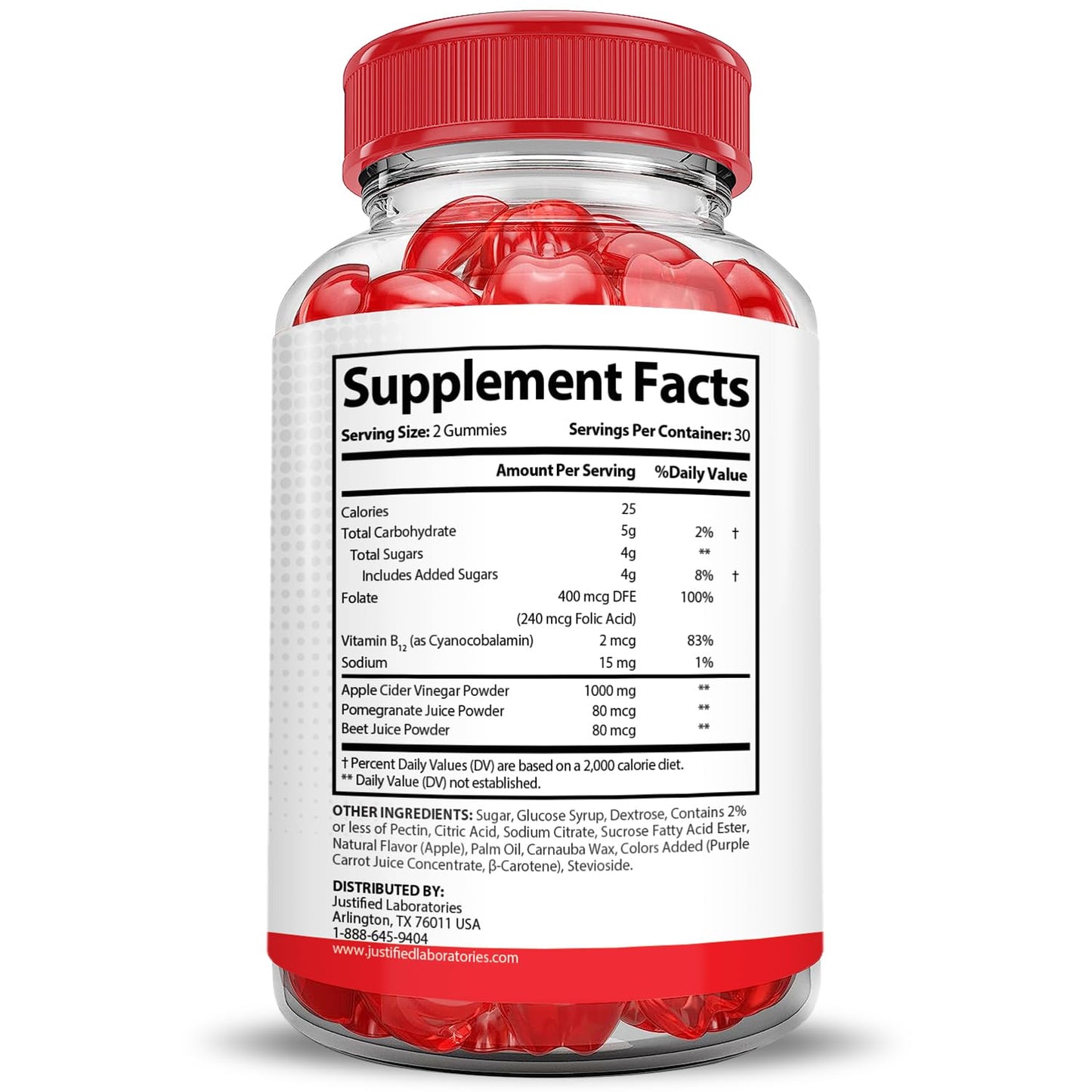 Justified Laboratories (5 Pack) Vital Pump XL Performance Gummies 1000MG Advanced Formula Vital PumpXL Formulated with Beet Juice ACV Pomegranate Beet Powder B12 Vegan Non GMO 300 Gummys - dailyvitalstore