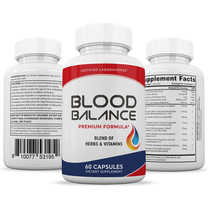 Justified Laboratories Blood Balance - 60 Capsules, Pack of 2 - Advanced Circulatory Support Formula with a Blend of Herbs & Vitamins - 60 Servings - dailyvitalstore