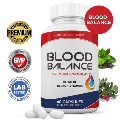 Justified Laboratories Blood Balance - 60 Capsules, Pack of 2 - Advanced Circulatory Support Formula with a Blend of Herbs & Vitamins - 60 Servings - dailyvitalstore