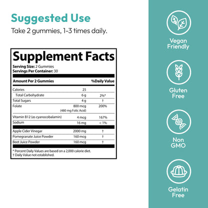 Justified Laboratories Speedy Keto ACV Gummies Extreme (2000 mg) - 60 Count - Formulated with Apple Cider Vinegar, Folate & Vitamin B12 - Non-GMO, Vegan, Gluten Free - 30 Servings - dailyvitalstore