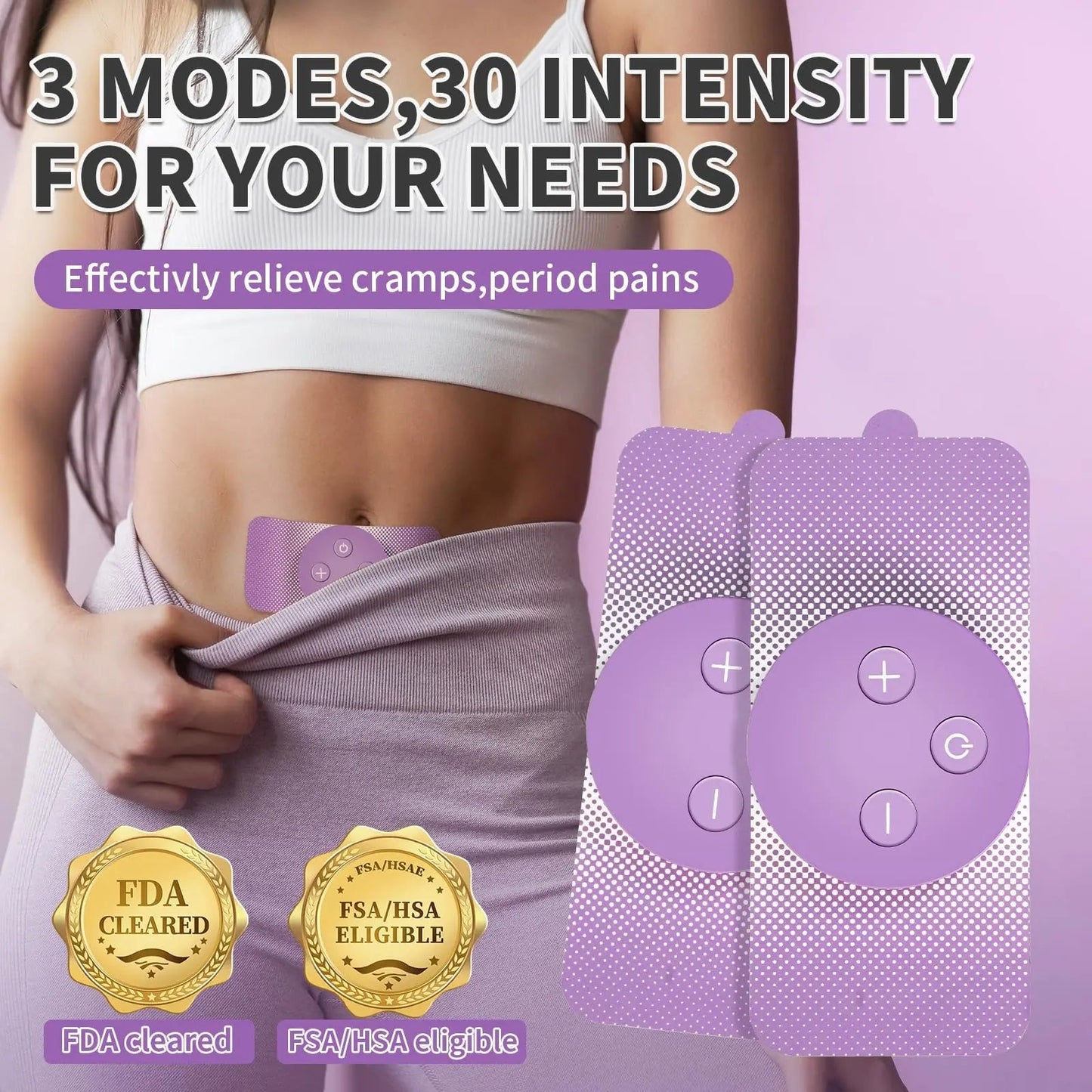 JUSTWILL Wireless Portable Period Cramps Pain Relief Simulator with 3 Modes 30 Intensity Rechargeable TENS Unit for Menstrual Cramp Relief Home Medical Device,Gift for Women Wife Girlfriend Girl - dailyvitalstore