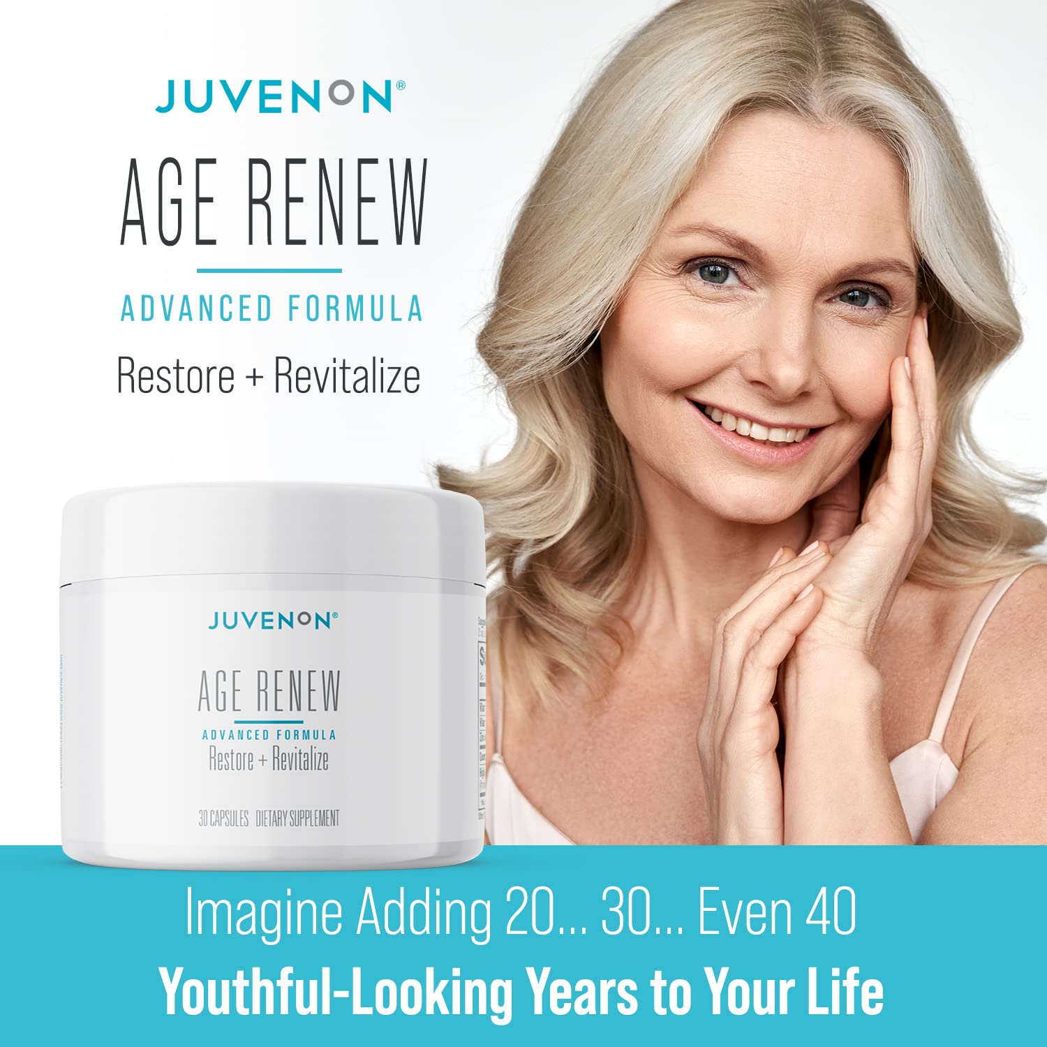 Juvenon AgeRenew Beta Glucan Anti Aging Immunity Support Supplement, Beta Glucan with Zinc Quercetin for Immune Defense Boost - dailyvitalstore