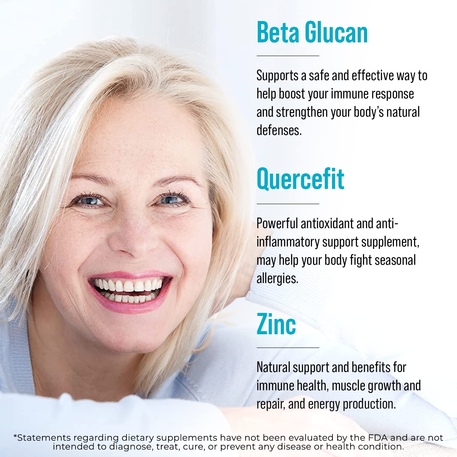 Juvenon AgeRenew Beta Glucan Anti Aging Immunity Support Supplement, Beta Glucan with Zinc Quercetin for Immune Defense Boost - dailyvitalstore