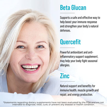Juvenon AgeRenew Beta Glucan Anti Aging Immunity Support Supplement, Beta Glucan with Zinc Quercetin for Immune Defense Boost - dailyvitalstore