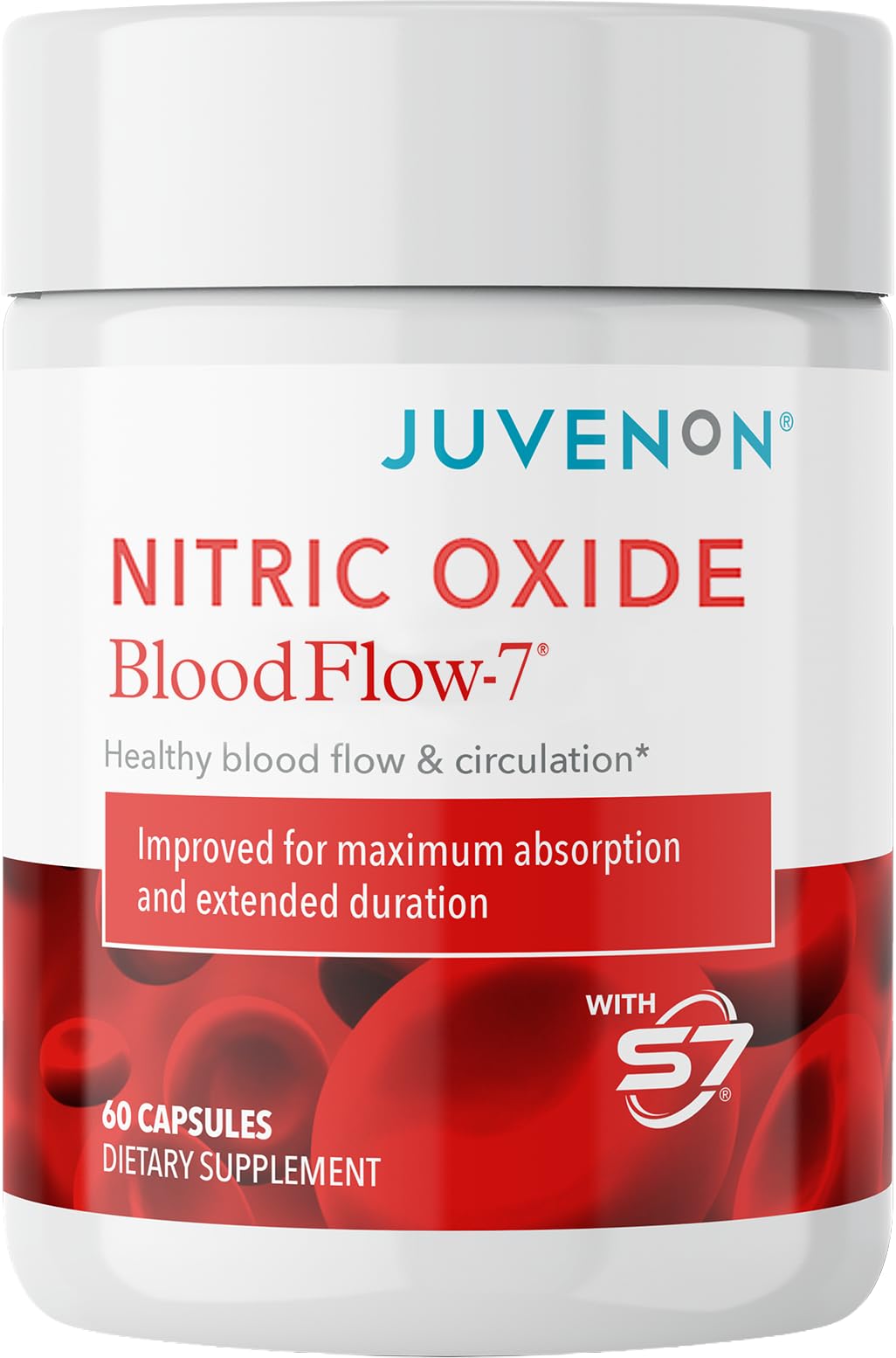 Juvenon BloodFlow-7 Nitric Oxide Supplements for Men & Women - Natural Nitric Oxide Booster with Nitrosigine® + S7® - Blood Flow & Circulation Support (1-Pack) - dailyvitalstore