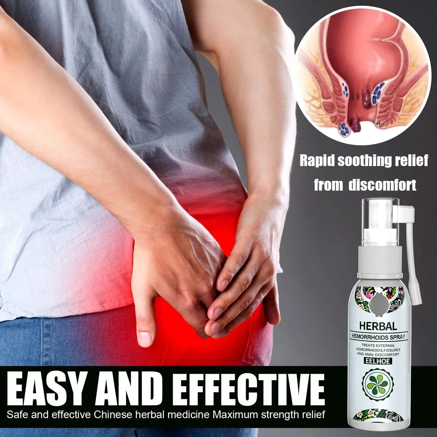 Juztec Hemorrhoid Treatment - Fast Relief with Hemocare Herbal Hemorrhoids Spray & Analese Numb Cream (1 PCS) - dailyvitalstore