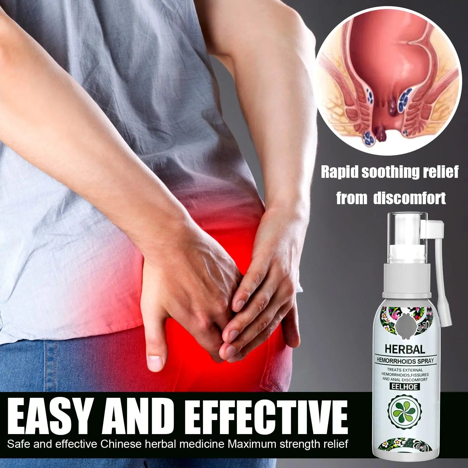 Juztec Hemorrhoid Treatment - Fast Relief with Hemocare Herbal Hemorrhoids Spray & Analese Numb Cream (1 PCS) - dailyvitalstore