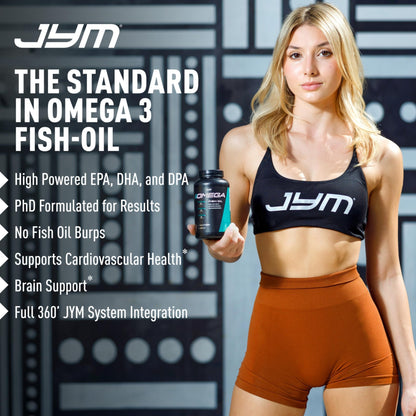 JYM Supplement Science Omega JYM Fish Oil 2800mg, High Potency Omega 3, EPA, DHA, DPA for Brain, Heart, & Joint Support 120 Soft Gels - dailyvitalstore