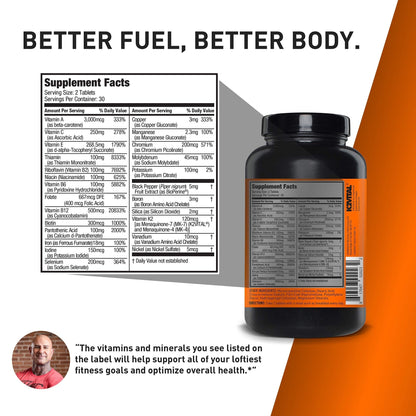 JYM Supplement Science Vita JYM Sports Multivitamin & Mineral Support, Vitamin A, C, B6, B12, E, K, Boron, Biotin, Potassium 60 Tablets - dailyvitalstore