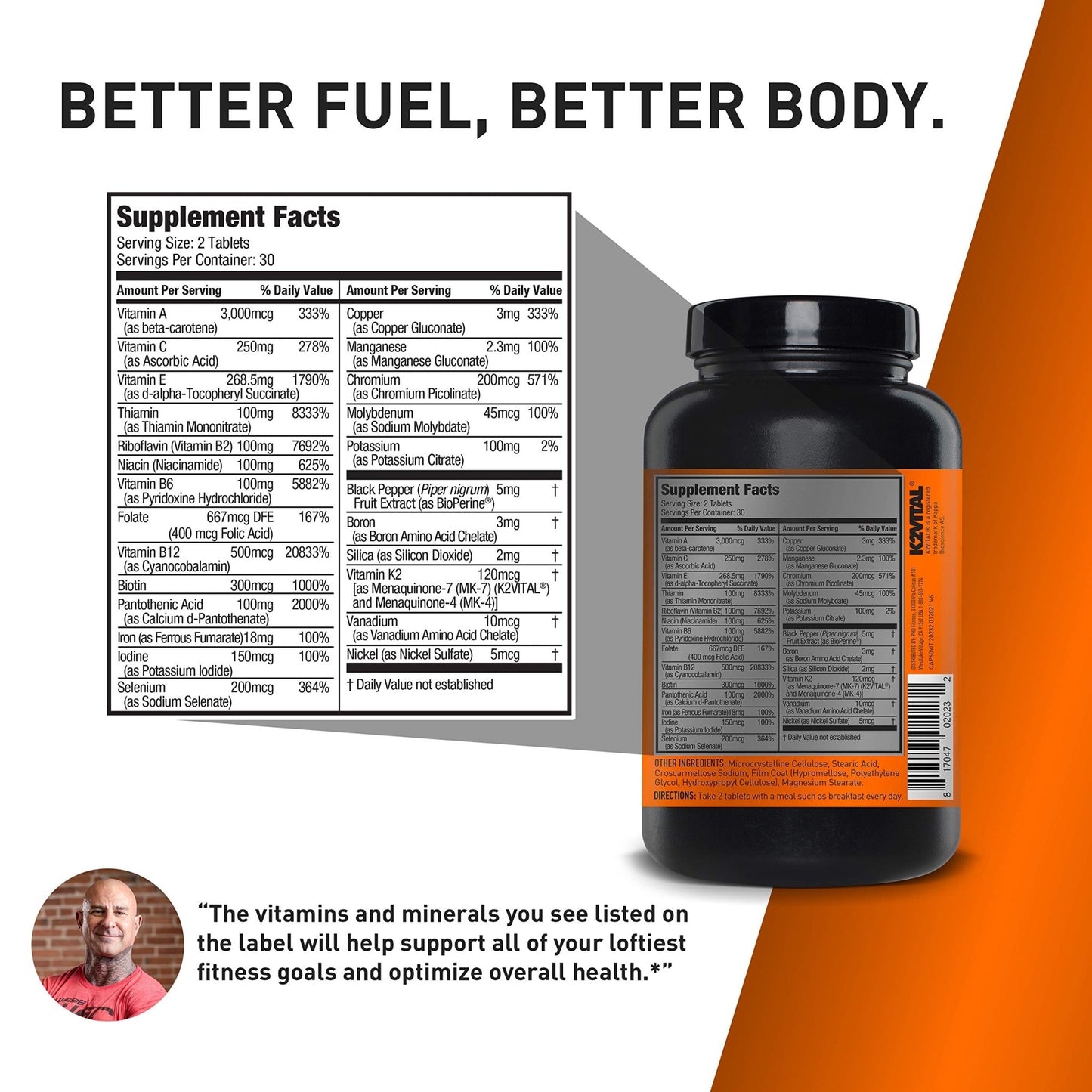 JYM Supplement Science Vita JYM Sports Multivitamin & Mineral Support, Vitamin A, C, B6, B12, E, K, Boron, Biotin, Potassium 60 Tablets - dailyvitalstore