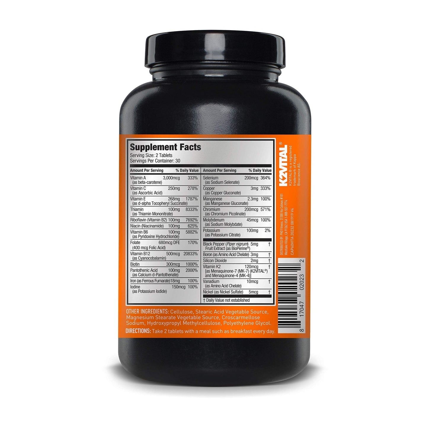 JYM Supplement Science Vita JYM Sports Multivitamin & Mineral Support, Vitamin A, C, B6, B12, E, K, Boron, Biotin, Potassium 60 Tablets - dailyvitalstore