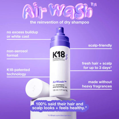 K18 AirWash™ Dry Shampoo, Non-Aerosol, Balances Scalp & Controls Excess Oil Production, 1.6 Fl Oz - dailyvitalstore