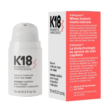 K18 Leave-In Molecular Repair Hair Mask - Peptide Hair Treatment Mask for Bleach, Color, Chemical + Heat Damaged Strands - Immediate - dailyvitalstore