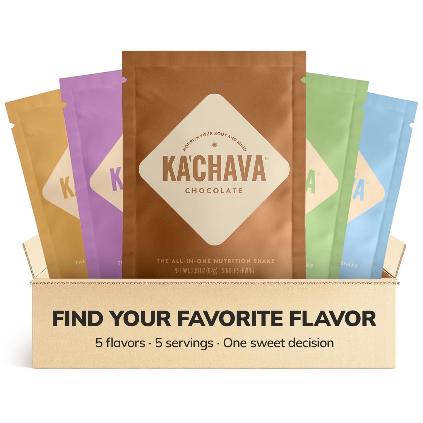 Ka’Chava All-In-One Nutrition Shake Blend, 5 Flavor Sample Pack, 5 Servings, 85+ Superfoods & Nutrients, Meal Replacement, Greens Plant-Based Superfood Powder Protein Drink, Digestive Enzymes & Probiotics, Vegan Dairy Gluten Free - dailyvitalstore