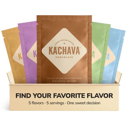 Ka’Chava All-In-One Nutrition Shake Blend, 5 Flavor Sample Pack, 5 Servings, 85+ Superfoods & Nutrients, Meal Replacement, Greens Plant-Based Superfood Powder Protein Drink, Digestive Enzymes & Probiotics, Vegan Dairy Gluten Free - dailyvitalstore