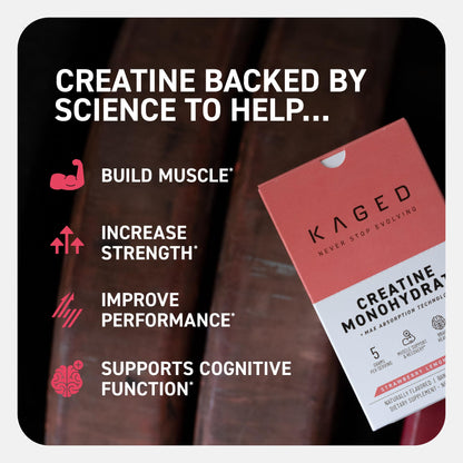 Kaged Creatine Monohydrate + Max Absorption Technology | Micronized Powder Stick Packs | Strawberry Lemonade | Muscle Building & Recovery | Brain Health - dailyvitalstore