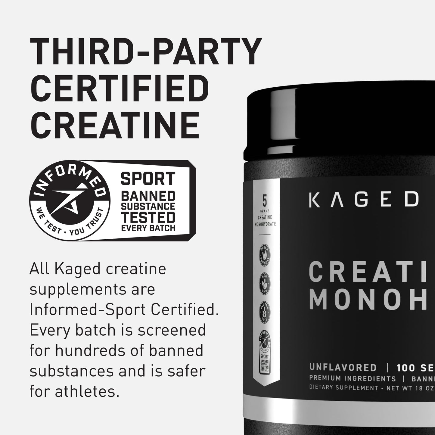 Kaged Creatine Monohydrate Micronized Powder | Unflavored | Muscle Building & Recovery | 5000 mg Per Serving | Vegan, Gluten Free, Easily Digestible - dailyvitalstore