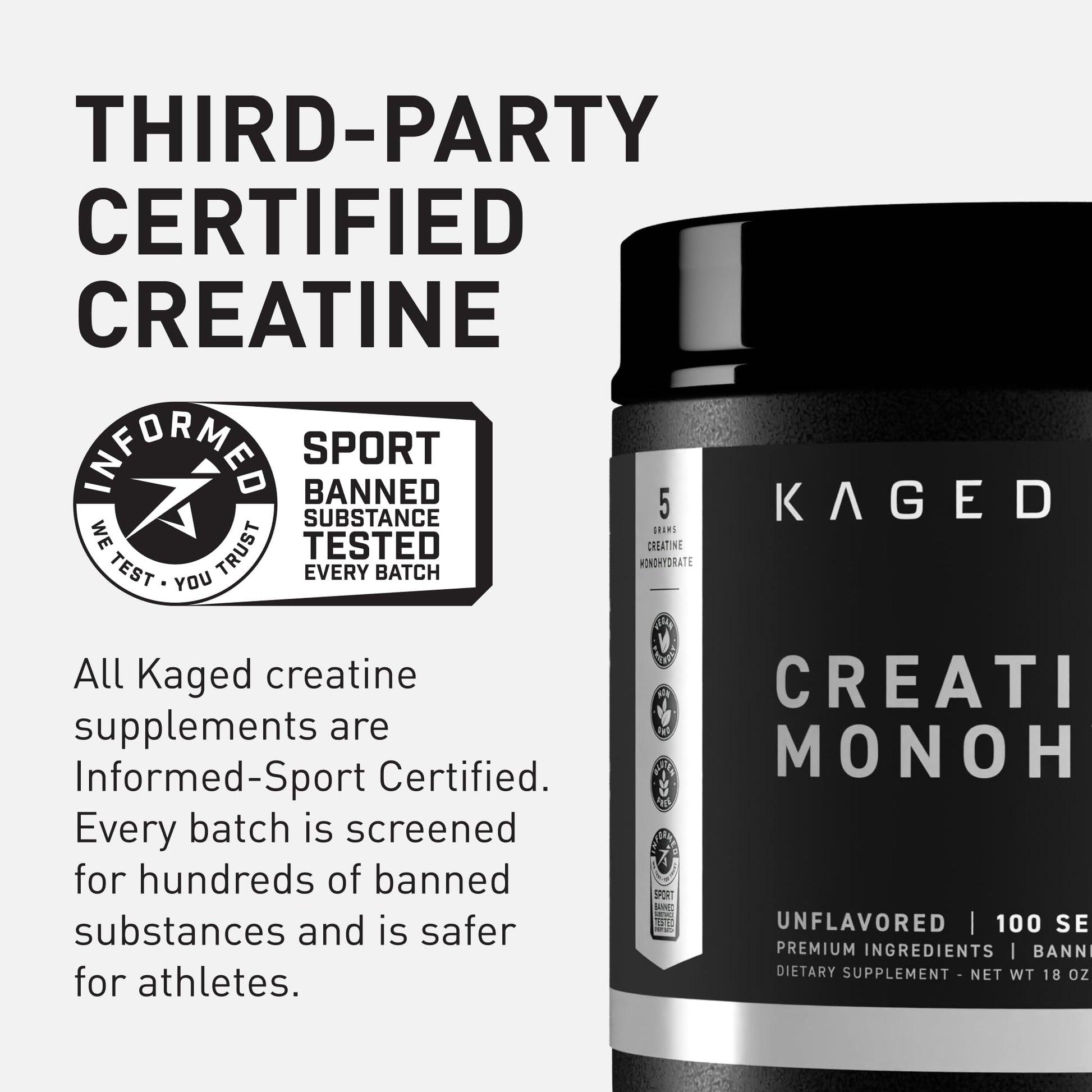Kaged Creatine Monohydrate Micronized Powder | Unflavored | Muscle Building & Recovery | 5000 mg Per Serving | Vegan, Gluten Free, Easily Digestible - dailyvitalstore