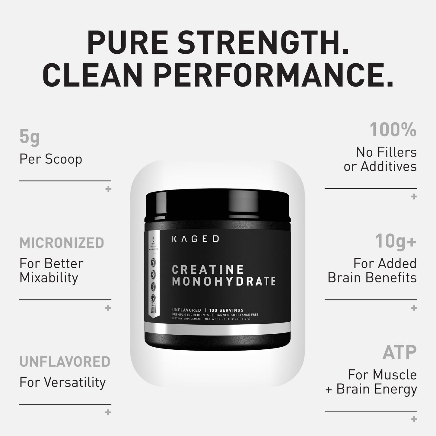 Kaged Creatine Monohydrate Micronized Powder | Unflavored | Muscle Building & Recovery | 5000 mg Per Serving | Vegan, Gluten Free, Easily Digestible - dailyvitalstore