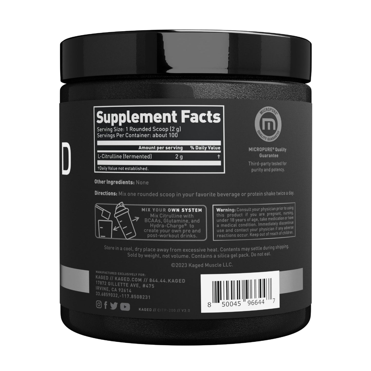 Kaged L-Citrulline Powder | Unflavored | Enhanced Pumps | Improve Muscle Vascularity | Nitric Oxide Booster | Supplements for Men & Women | 100 Servings - dailyvitalstore