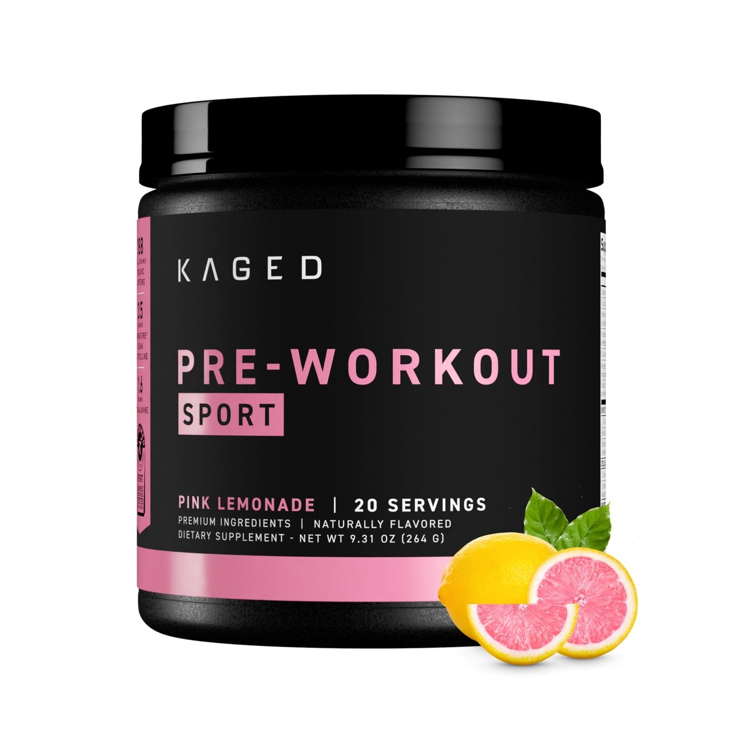 Kaged Sport Pre Workout Powder for Men & Women, Pink Lemonade, Sport Certified, 188mg Caffeine, Nitric Oxide, Beta Alanine, 20 Servings - dailyvitalstore