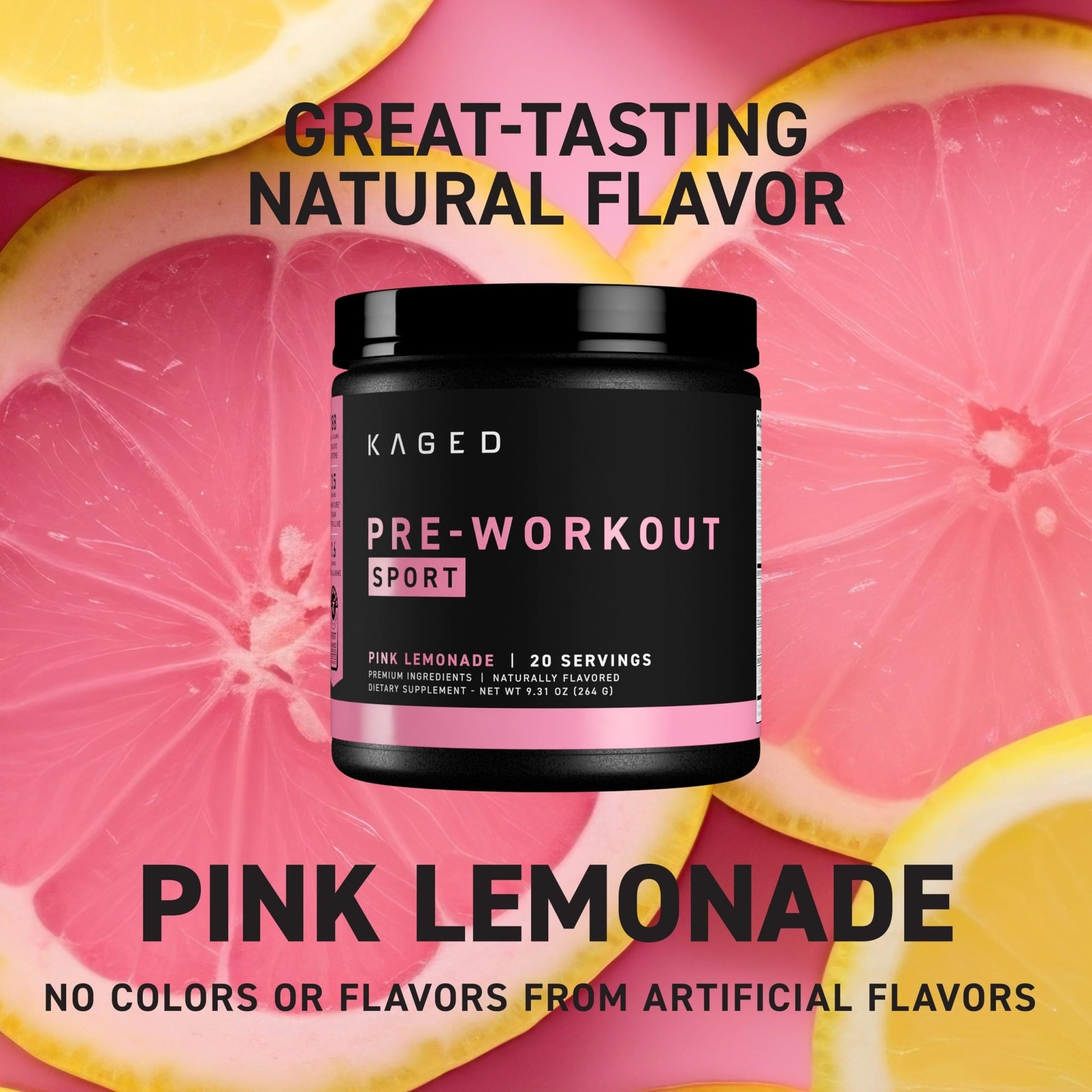 Kaged Sport Pre Workout Powder for Men & Women, Pink Lemonade, Sport Certified, 188mg Caffeine, Nitric Oxide, Beta Alanine, 20 Servings - dailyvitalstore
