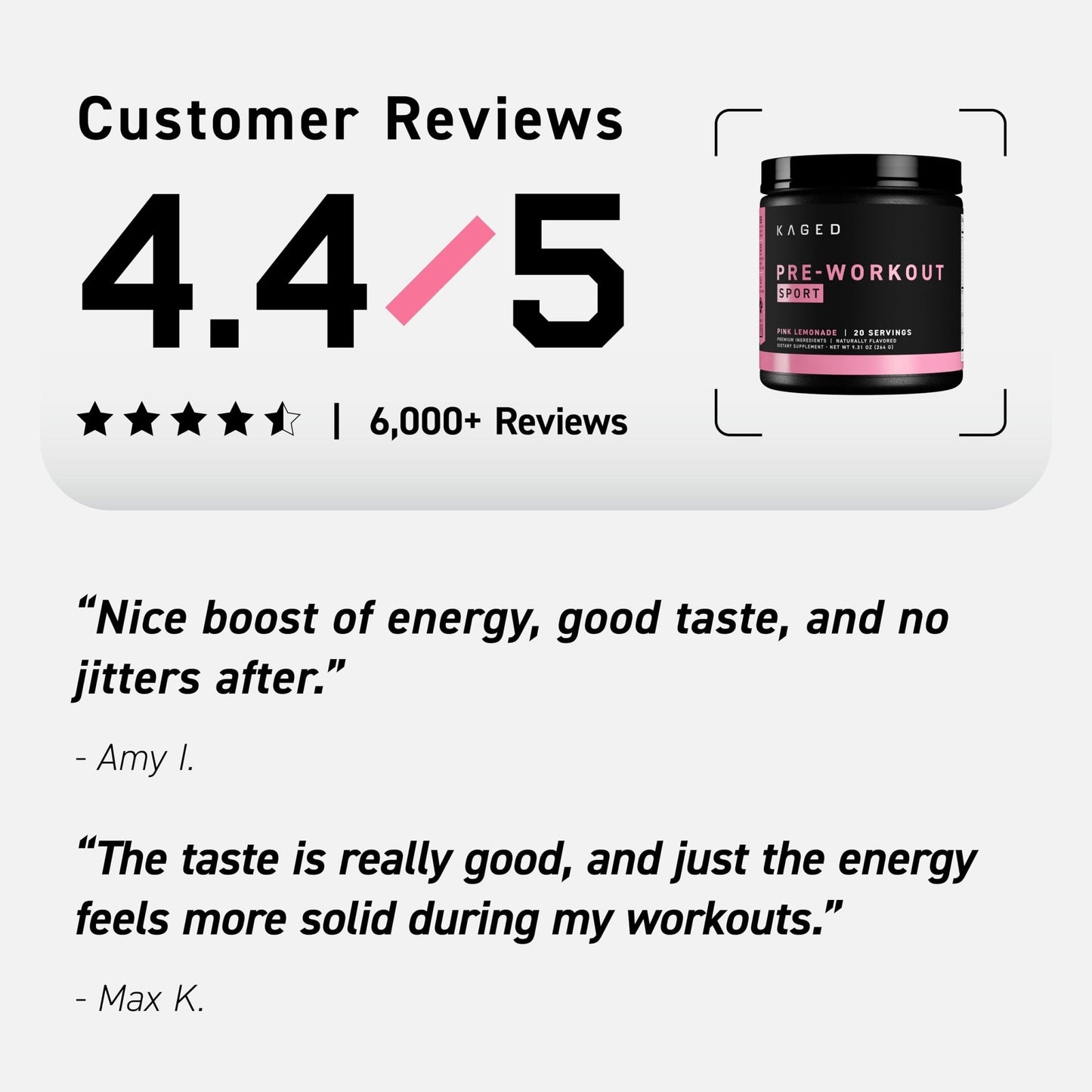 Kaged Sport Pre Workout Powder for Men & Women, Pink Lemonade, Sport Certified, 188mg Caffeine, Nitric Oxide, Beta Alanine, 20 Servings - dailyvitalstore