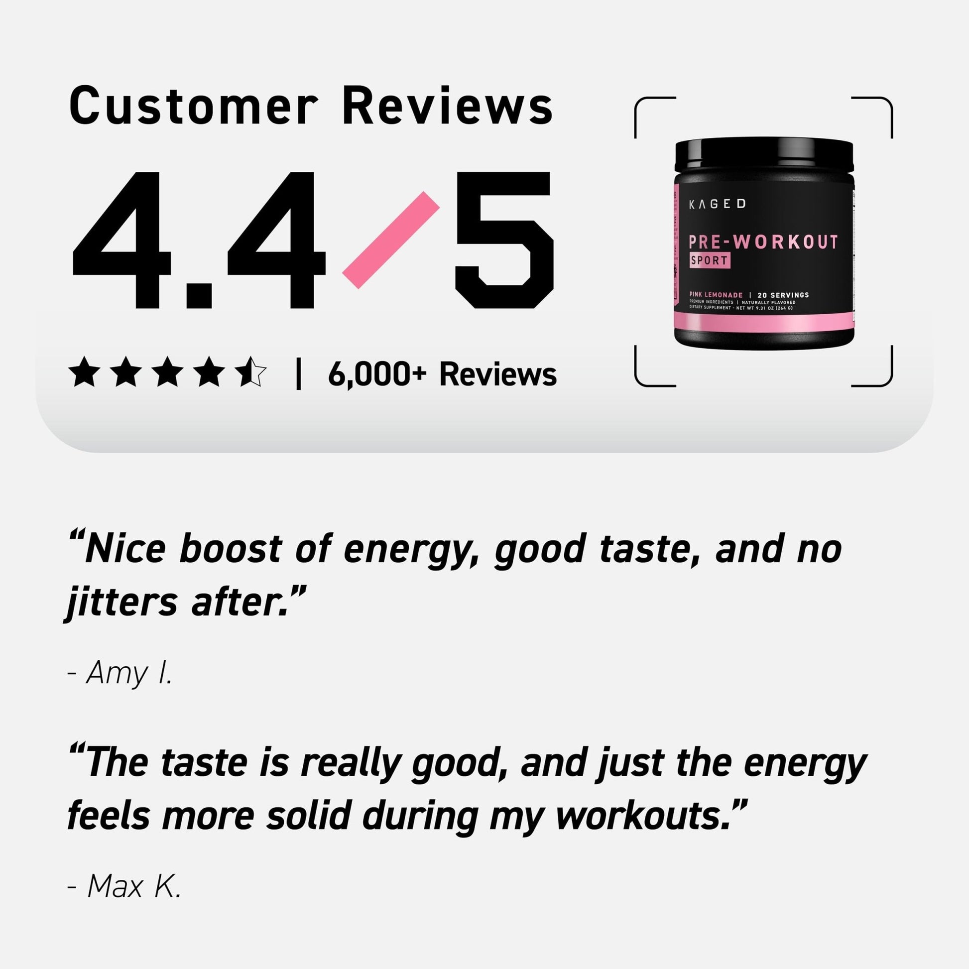 Kaged Sport Pre Workout Powder for Men & Women, Pink Lemonade, Sport Certified, 188mg Caffeine, Nitric Oxide, Beta Alanine, 20 Servings - dailyvitalstore