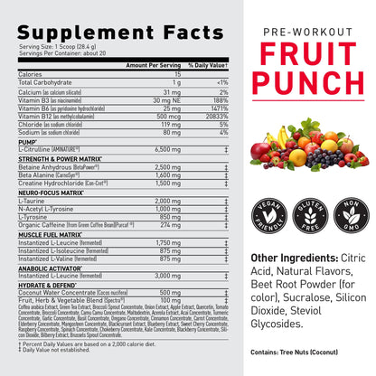 Kaged Stimulant Free Pre Workout Powder | Fruit Punch | Pre-Kaged | Formulated with Creatine, Beta Alanine | No Jitters | 20 Servings - dailyvitalstore