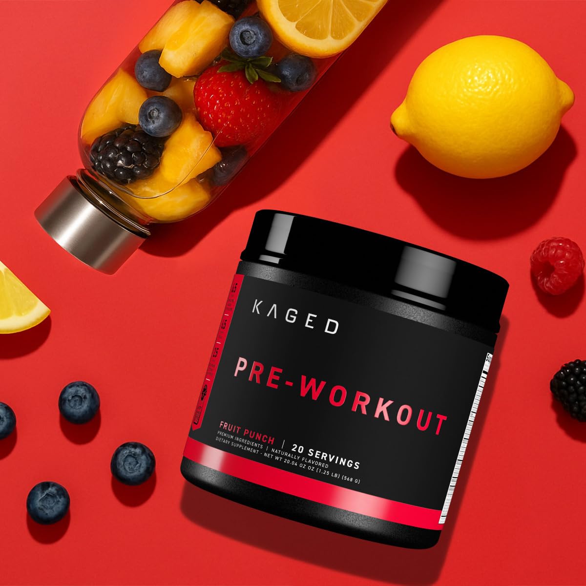 Kaged Stimulant Free Pre Workout Powder | Fruit Punch | Pre-Kaged | Formulated with Creatine, Beta Alanine | No Jitters | 20 Servings - dailyvitalstore
