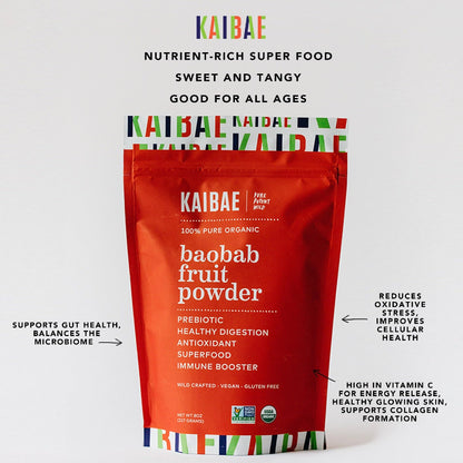 KAIBAE Premium Organic Baobab Powder | Prebiotic Fiber Superfood for Gut & Metabolic Health | Vitamin C + Polyphenols | Gluten-Free, Non-GMO, Vegan | 8 oz. - dailyvitalstore