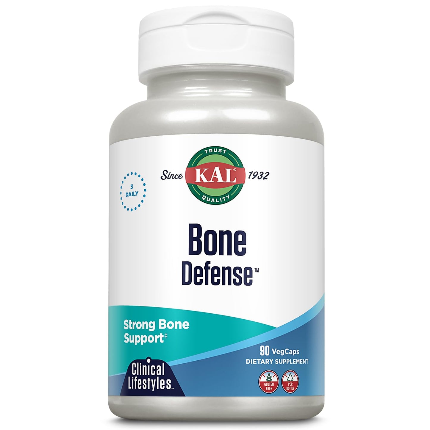 KAL Bone Defense | Healthy Bone Strength and Density Supplement | Calcium, Vitamin D3 and K2, Magnesium | 90ct, 30 Serv. - dailyvitalstore