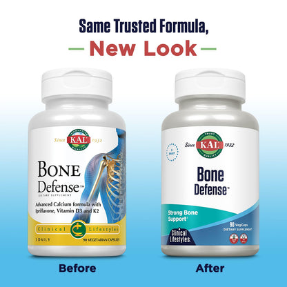 KAL Bone Defense | Healthy Bone Strength and Density Supplement | Calcium, Vitamin D3 and K2, Magnesium | 90ct, 30 Serv. - dailyvitalstore