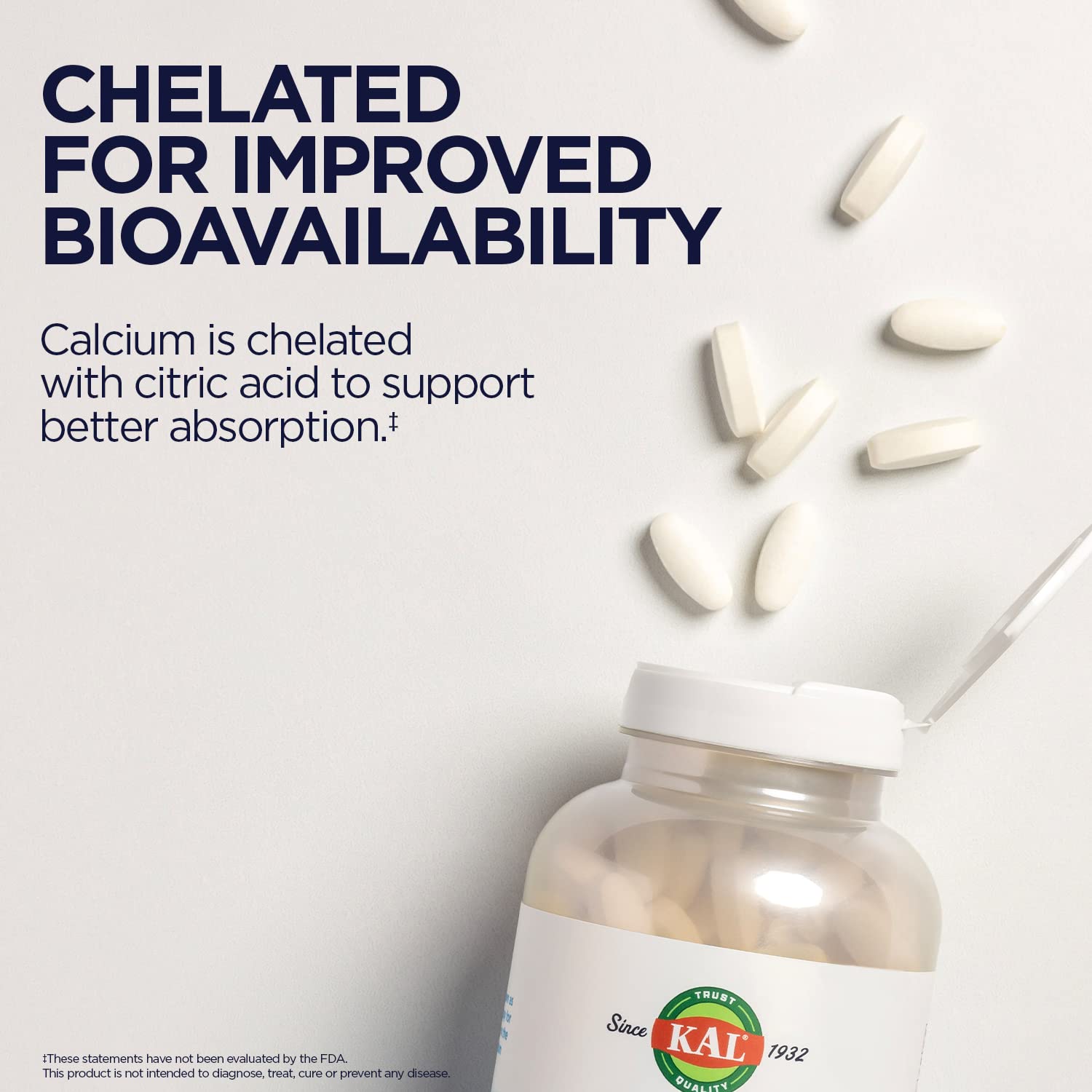 KAL Calcium Citrate 1000mg, Calcium Supplements for Women and Men, Bone Health, Teeth, Nervous, Muscular & Cardiovascular System Support, Gluten Free - dailyvitalstore