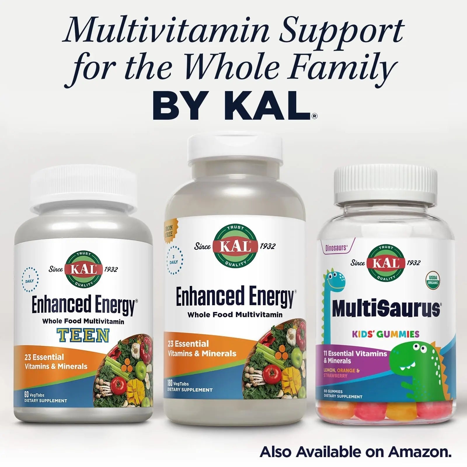 KAL® Enhanced Energy Multivitamin | Whole Food Based Vitamins & Minerals w/ Antioxidants, Digestive Enzymes & Natural Carotenoids | 180 Capsules - dailyvitalstore