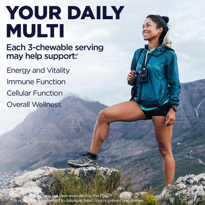 KAL Enhanced Energy Supplements, Whole Food Chewable Multivitamin with Iron, 3 Daily, 23 Essential Vitamins and Minerals, Super Foods, Enzymes, Mango Pineapple Flavor, 60-Day Guarantee, 20 Serv, 60ct - dailyvitalstore