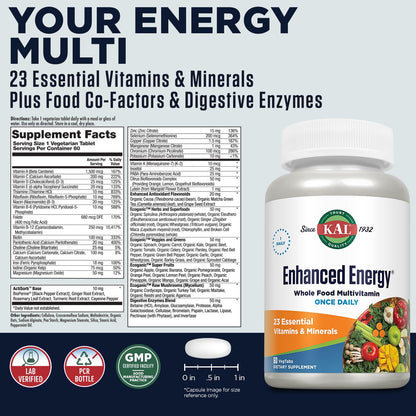 KAL Enhanced Energy Tablets, 60 Count - dailyvitalstore