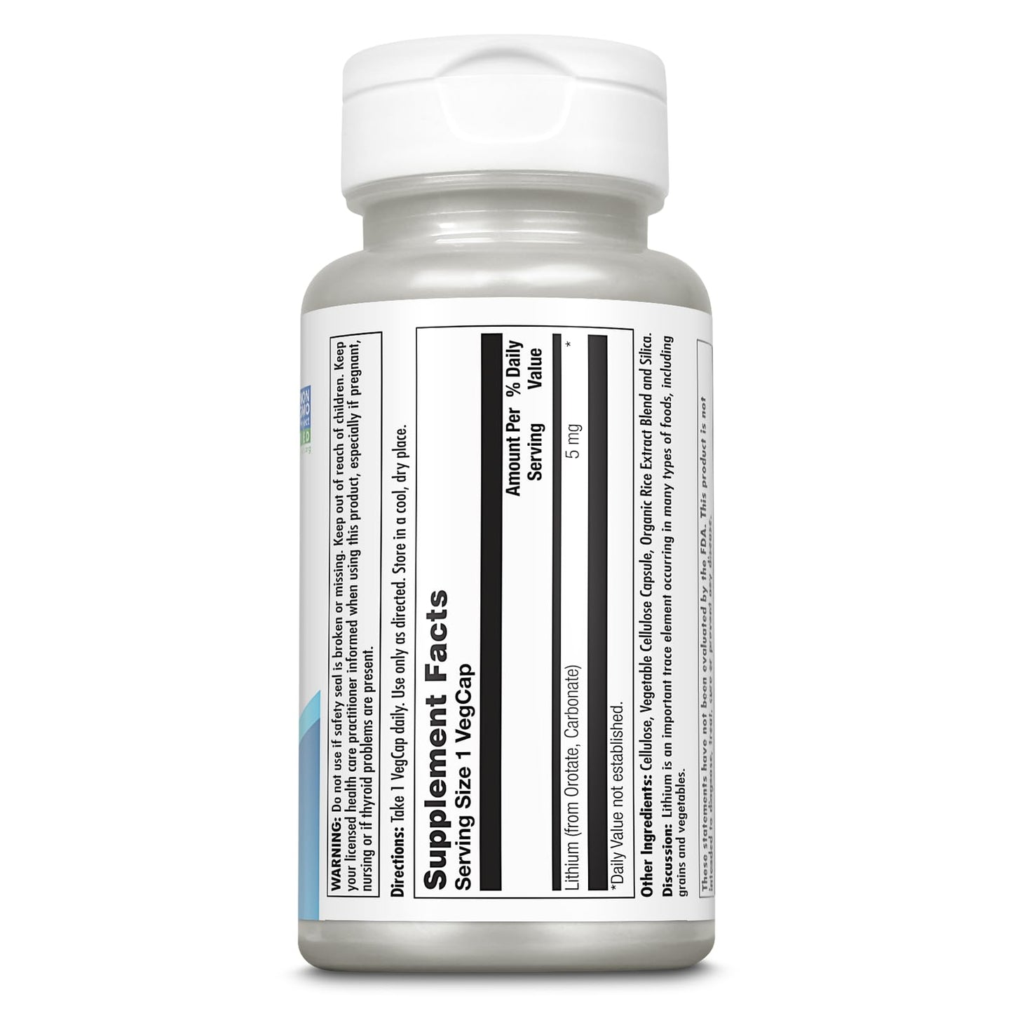 KAL Lithium Orotate 5 milligrams | Low Serving Of Chelated Lithium Orotate For Bioavailability and Mood Support | In Organic Rice Bran Extract Base | 120 VegCaps - dailyvitalstore