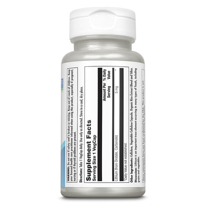 KAL Lithium Orotate 5 milligrams | Low Serving Of Chelated Lithium Orotate For Bioavailability and Mood Support | In Organic Rice Bran Extract Base | 120 VegCaps - dailyvitalstore