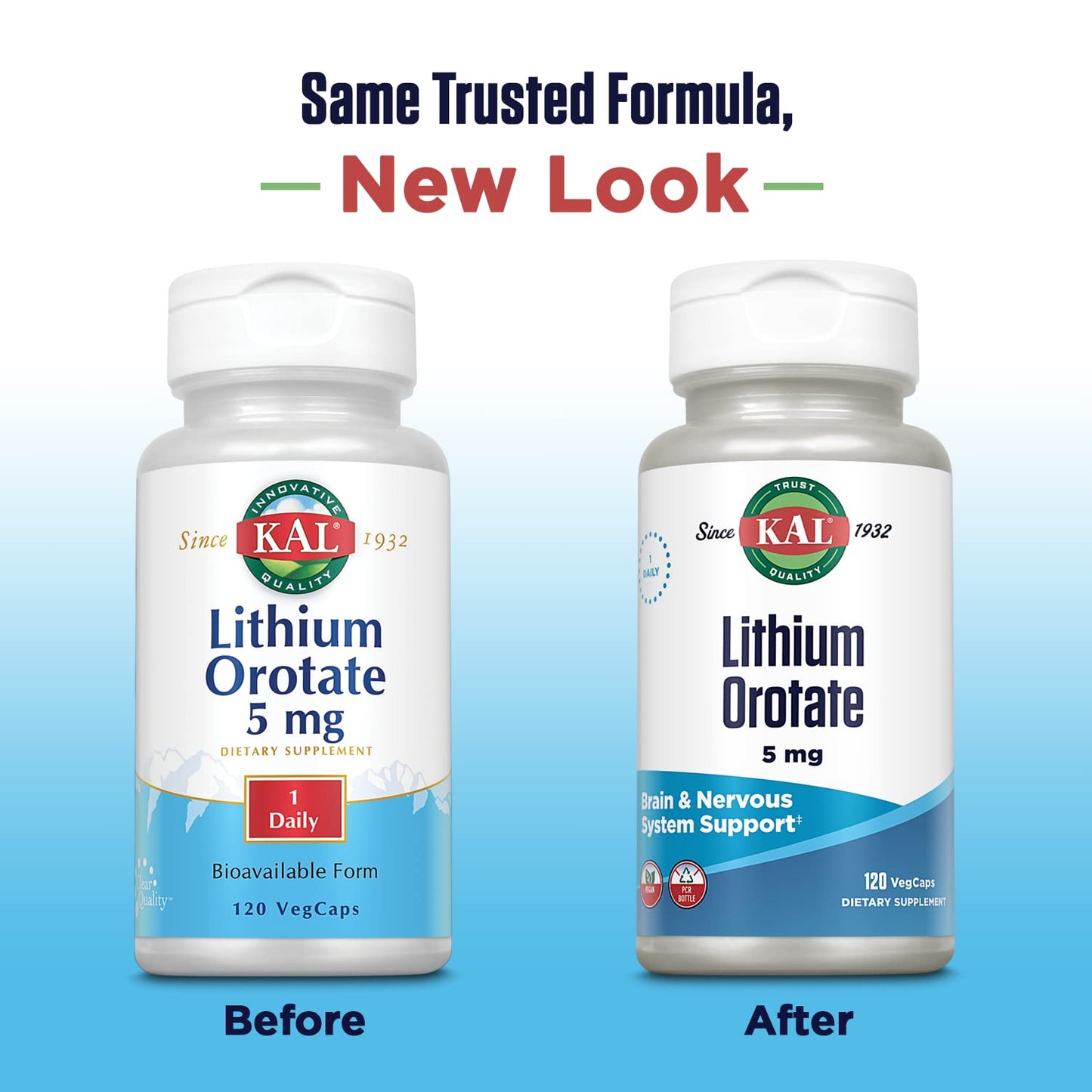 KAL Lithium Orotate 5 milligrams | Low Serving Of Chelated Lithium Orotate For Bioavailability and Mood Support | In Organic Rice Bran Extract Base | 120 VegCaps - dailyvitalstore