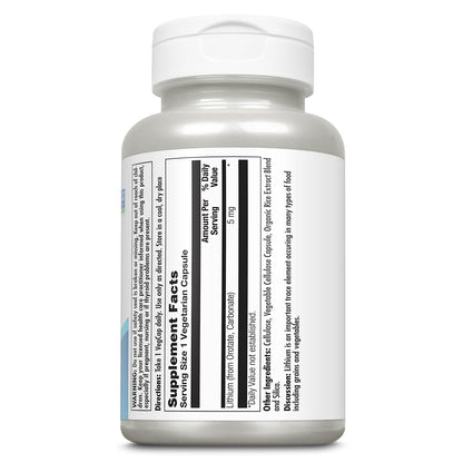 KAL Lithium Orotate 5mg, Low Dose Lithium Supplement for General Wellness Mood Support, Highly Bioavailable, Vegan, 60-Day Guarantee, - dailyvitalstore